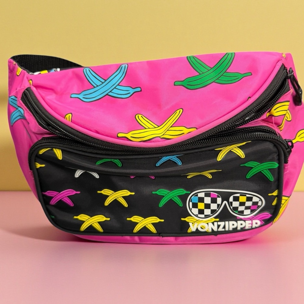 Vintage Von Zipper BANANA HAMMOCK Fanny Pack Bag Insulated W/ BELT BUCKLE